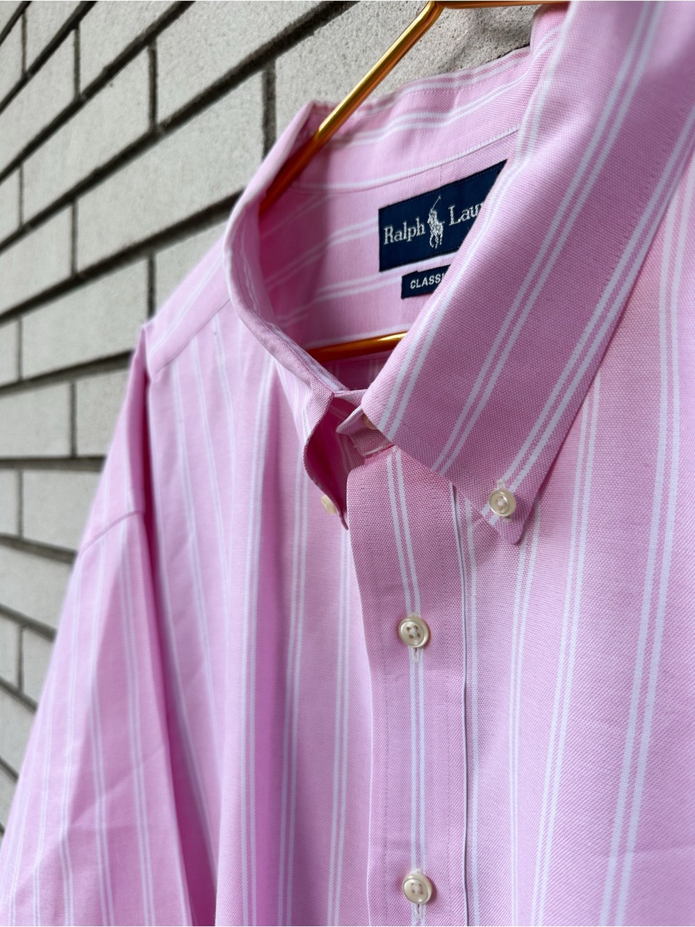 Ralph Lauren Pink White Stripe Oxford Button Down Shirt Pony Logo 3XB Big Cotton - Picture 8 of 11